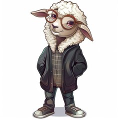 Wall Mural - Sheep smart casual fashion