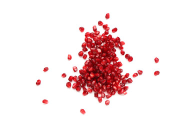 Wall Mural - Fresh pomegranate seeds on white background