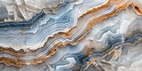 Poster - Blue and Gold Agate Abstract