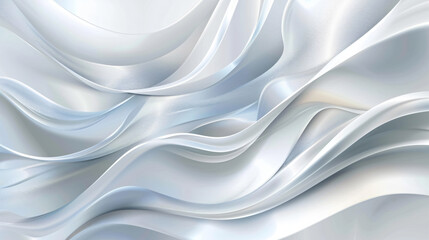 Poster - Abstract white background with smooth lines and gradients, soft light and shadow effects, elegant silver color scheme