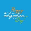 © KD Vector Studio - Happy Independence Day Typography. Hand drawn modern vector calligraphy. Simple inscription with swashes, wavy lettering text. lettering composition. Vector illustration. EPS 10