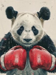 Poster - panda with boxing gloves