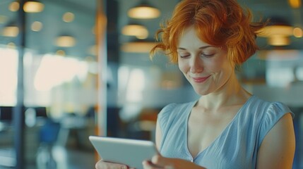 Wall Mural - The woman using tablet