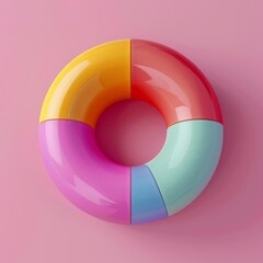 Poster - Create a 3D visualization of a vibrant donut chart, AI Generative