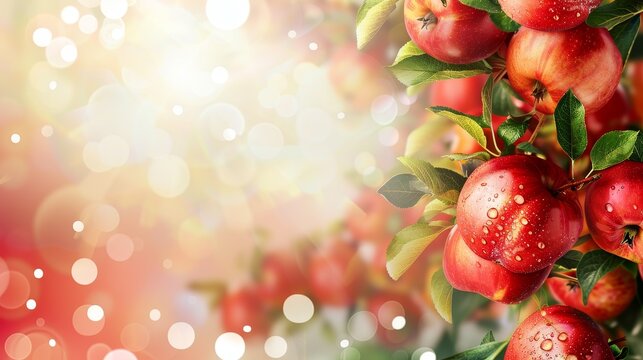 A close up of a bunch of apples with a blurry background