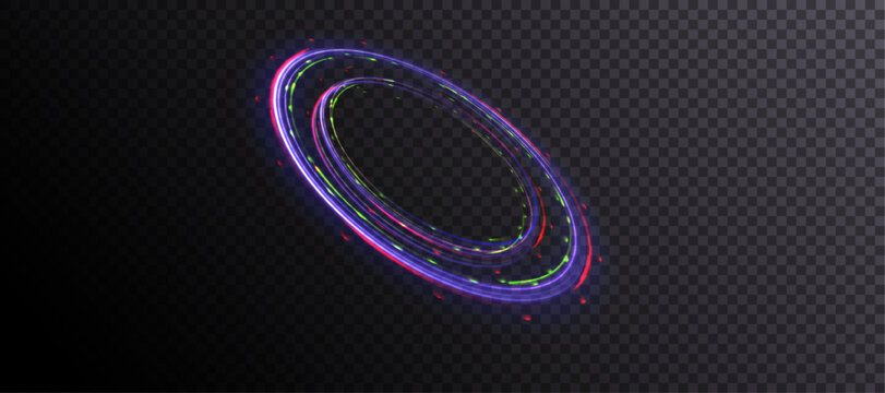 Glowing purple swirl PNG of bright lines. Abstract light effect for game design and vector illustration.