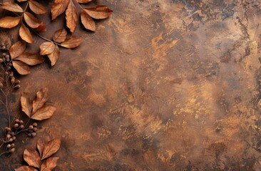 Canvas Print - autumn leaves on rustic background