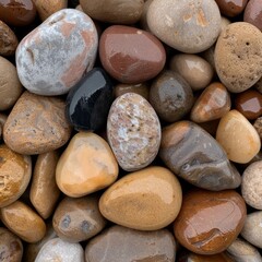 Canvas Print - Assortment of smooth river rocks and pebbles