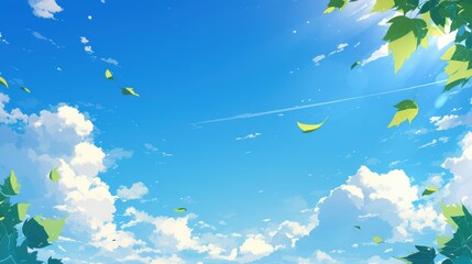 sunny day sky scene cartoon vector illustration