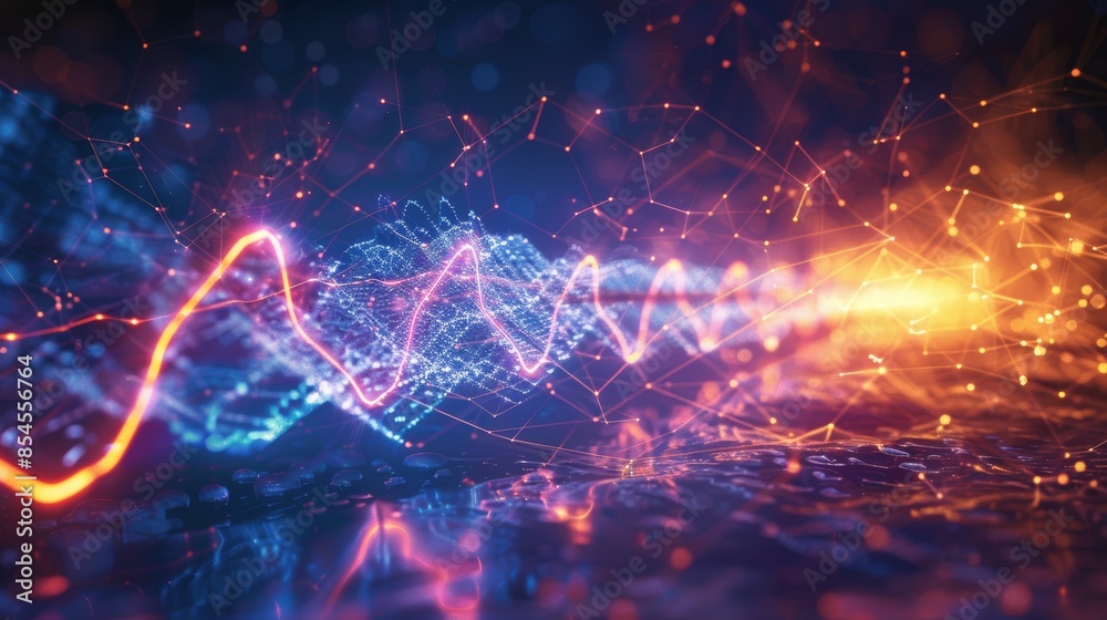 A conceptual image showing alternating current represented by a sine wave, direct current as a straight line, and pulsating current as a jagged line, illustrating the differences i