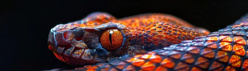 Close-up of a colorful snake's eye.