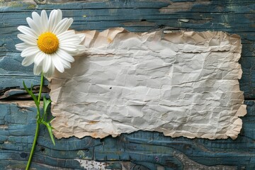 Canvas Print - Writting on label paper daisy wood asteraceae.