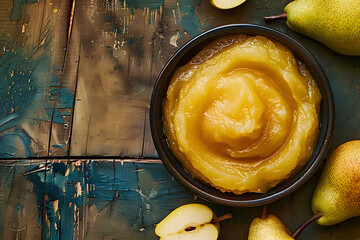 Wall Mural - top view of pear puree. 