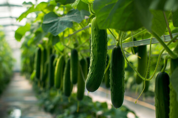 Wall Mural - Growing Cucumbers in a greenhouse