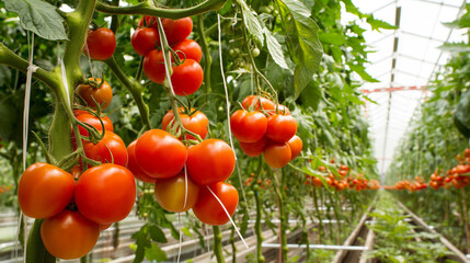 Wall Mural - Red tomatoes in the greenhouse