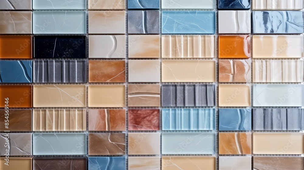 Tiles Variation Wall Samples of wall tiles. Assortment of tiles of different colors for ...