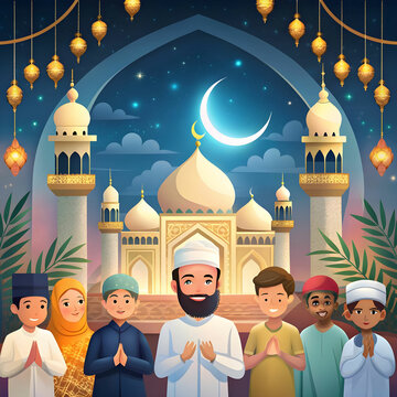 free vector eid mubarak celebratory illustration