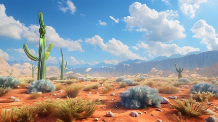 Wall Mural - Realistic desert landscape. Beautiful view on realistic sand dunes. Made with generative ai