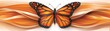 © Preeyanuch - Monarch butterfly with orange wings flies over an abstract background