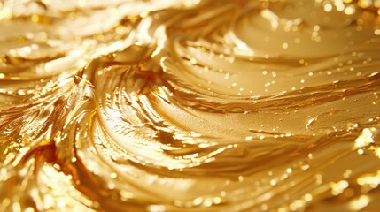 Molten gold swirls and ripples. AI.