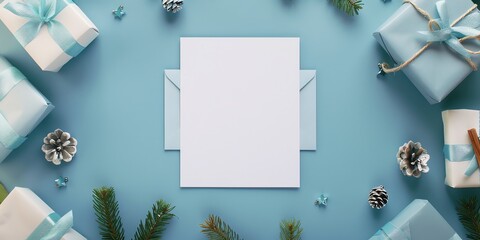 Wall Mural - Invitation card mockup with empty paper blank decoration