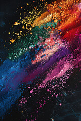 Wall Mural - Vibrant Colored Powders Artistically Scattered on Black Background  