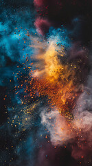 Wall Mural - abstract art featuring layers of colored powder in soft focus
