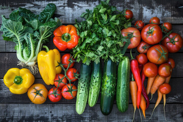 A colorful assortment of fresh vegetables spread out in a vibrant display