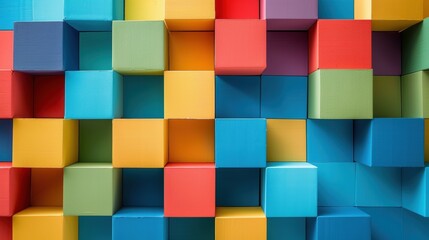 Wall Mural - Colorful 3D Blocks Pattern - Abstract Creativity and Diversity