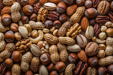 Wall Mural - A rich, textured background of assorted nuts