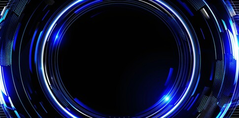 Poster - Blue circle futuristic holographic with transparent background