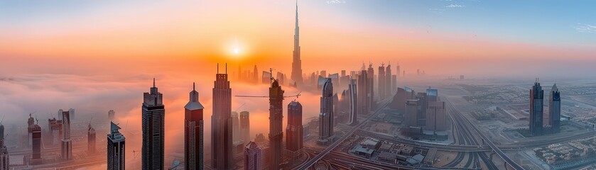 Dubai City At Sunrise