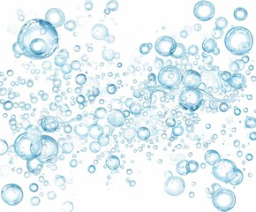 Poster - This modern illustration features underwater fizzing air bubbles flowing along a border.