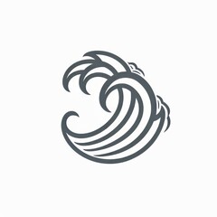 Minimalist ocean sea wave line art design