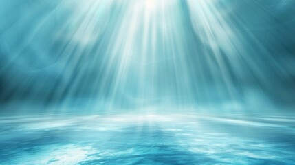 Poster - indirect light from window illuminates wall and floor as an abstract light blue background.