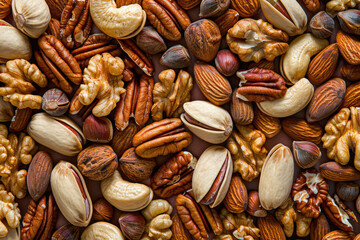 Close-up of mixed nuts forming a seamless background