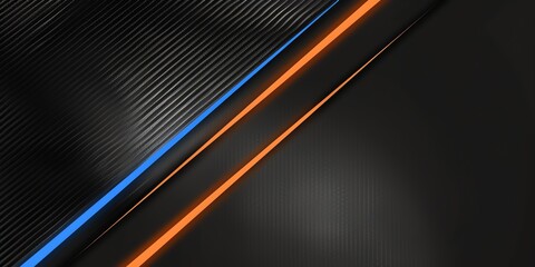 a carbon fiber background with one cyan and one orange line, 2:1, banner website, ads banner, landing page, industrial carbon wallpaper 