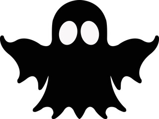 Wall Mural - Ghost, phantom or apparition haunting Halloween black fill art vector icon for holiday apps and websites. Simple spooky character. Scary ghostly monster Silhouette isolated on transparent background.