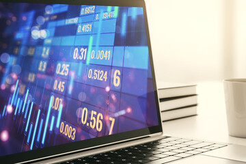 Poster - Modern computer screen with abstract financial diagram, banking and accounting concept. 3D Rendering