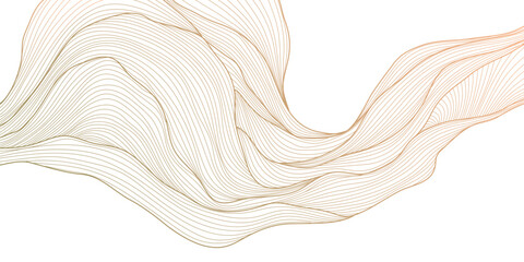 Poster - Vector gold abstract line pattern, wave texture, luxury modern art. Elegant shape banner, premium geometric wallpaper, glitter wavy element. Flow poster, background.