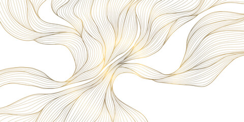 Wall Mural - vector gold abstract line pattern, wave texture, luxury modern art. elegant shape banner, premium ge