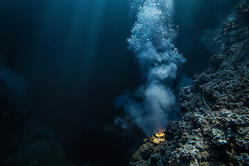 Wall Mural - deep sea hydrothermal vents and their unique ecosystems