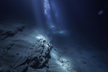 Wall Mural - Eerie Abyssal Plain Landscape in the Vast Ocean Depths  
