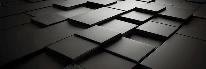 Sticker - black abstract, iPhone wallpaper, monochrome design, neat symmetrical pattern, parallelogram tiles, right lower third lighting, banner, 3:1