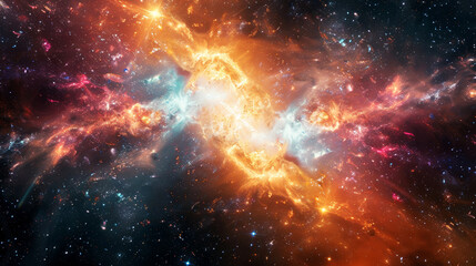 Wall Mural - stunning abstract cosmic nebula with bursts of vibrant colors and celestial beauty