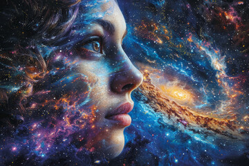 Wall Mural - stunning photorealistic artwork of galaxy with vibrant cosmic elements