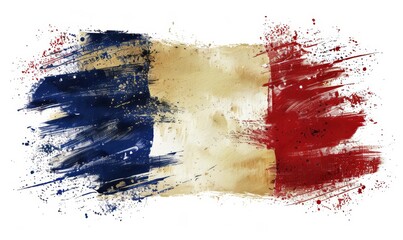 Wall Mural - Watercolor abstract splashes background in France flag colors. Template for national holidays or celebration background. 