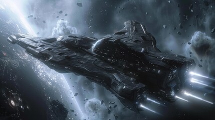 Wall Mural - Spacecraft in the Asteroid Belt