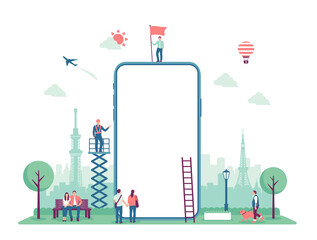 Illustration with smartphone motif (design space on smartphone screen) / PNG 