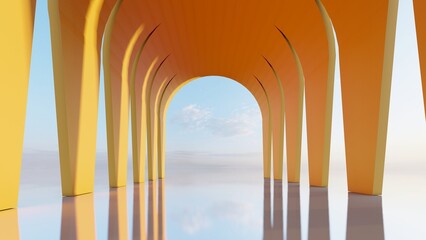 Wall Mural - Abstract architecture background arched interior 3d render